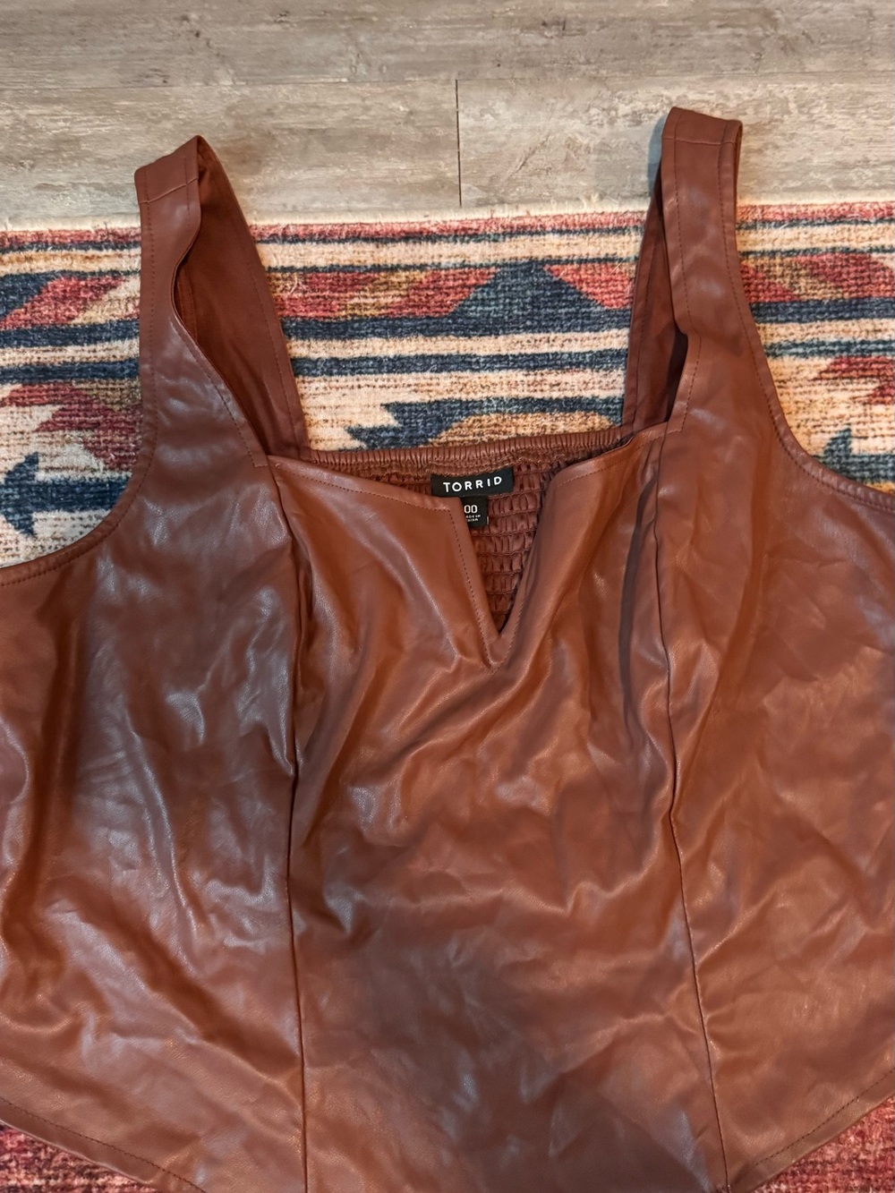 torrid brown faux-leather V-notch camisole